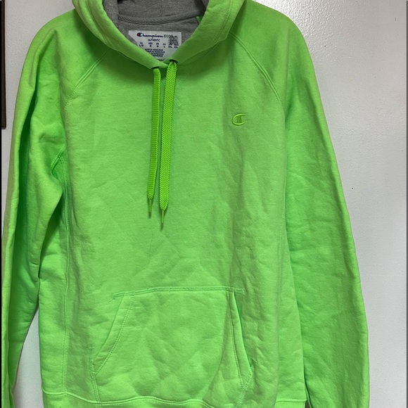 NWOT Champion Never Worn Neon Lime Green Sweatshirt Hoodie w Pockets - Picture 5 of 5